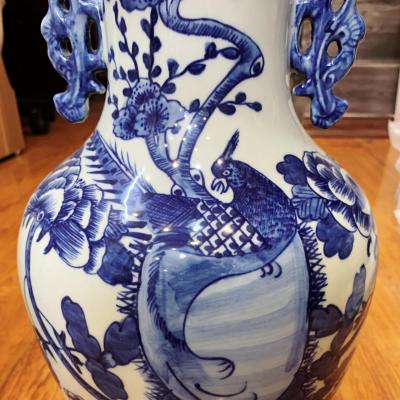 Cặp bình tích cổ Chim Trĩ Hoa Phù Dung